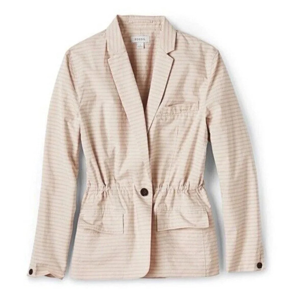 Fossil Stripe Pink Cotton Stripe Blazer Womens  Small - Picture 1 of 5